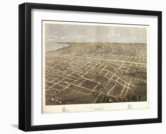 Fond du Lac, Wisconsin - Panoramic Map-Lantern Press-Framed Art Print