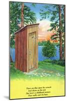 Fond Memories of Camping, View of an Outhouse-Lantern Press-Mounted Art Print