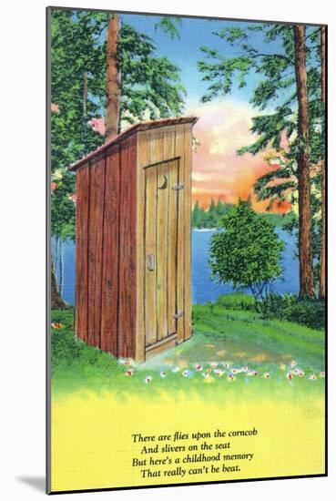 Fond Memories of Camping, View of an Outhouse-Lantern Press-Mounted Art Print