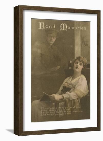 Fond Memories, Romantic Postcard Sent from a Soldier to His Sweetheart-null-Framed Giclee Print