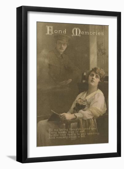 Fond Memories, Romantic Postcard Sent from a Soldier to His Sweetheart-null-Framed Giclee Print