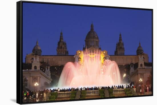 Font Magica (Magic Fountain) at Palau Nacional (Museu Nacional d'Art de Catalunya), Montjuic, Barce-Markus Lange-Framed Stretched Canvas