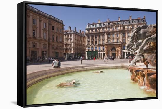 Fontaine Bartholdi in Place Des Terreaux, Lyon, Rhone, Rhone-Alpes, France, Europe-Julian Elliott-Framed Stretched Canvas