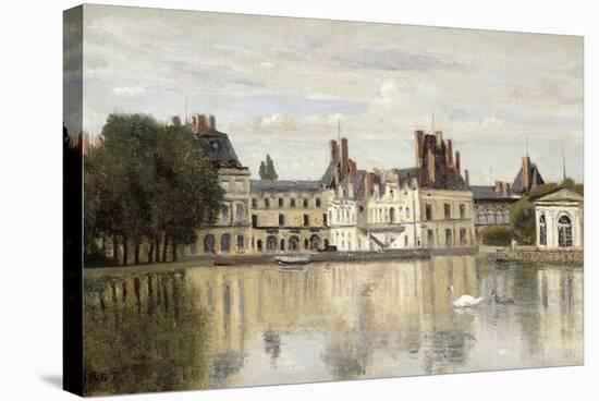 Fontainebleau - View of the Chateau and Lake-Jean-Baptiste-Camille Corot-Stretched Canvas