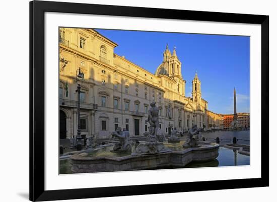 Fontana del Nettuno and Fontana dei Quattro Fiumi in Piazza Navona, Rome, Lazio, Italy, Europe-Hans-Peter Merten-Framed Photographic Print