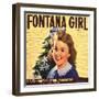 Fontana Girl Brand - Rialto, California - Citrus Crate Label-Lantern Press-Framed Art Print