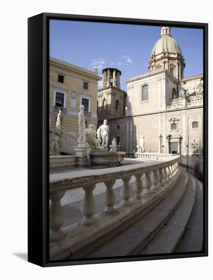 Fontana Pretoria, Palermo, Sicily, Italy, Europe-Olivieri Oliviero-Framed Stretched Canvas