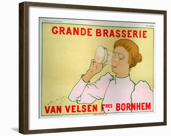 Food and Beverage. Big Brewery Van Velsen, Belgium. Poster by Armand Rassenfosse, Belgium, c.1890-Armand Rassenfosse-Framed Giclee Print