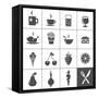 Food and Drink Icons-frbird-Framed Stretched Canvas