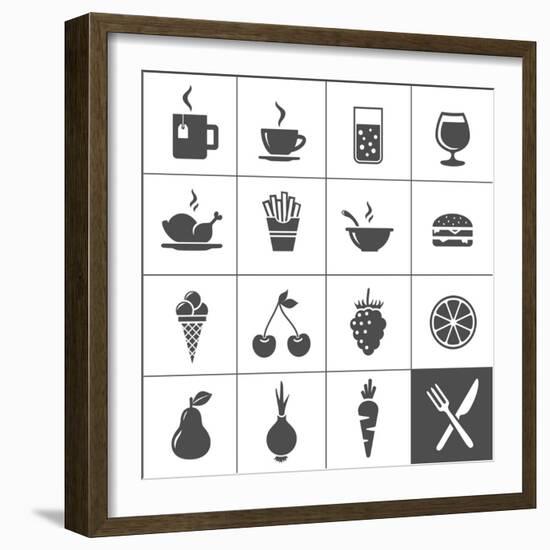 Food and Drink Icons-frbird-Framed Art Print