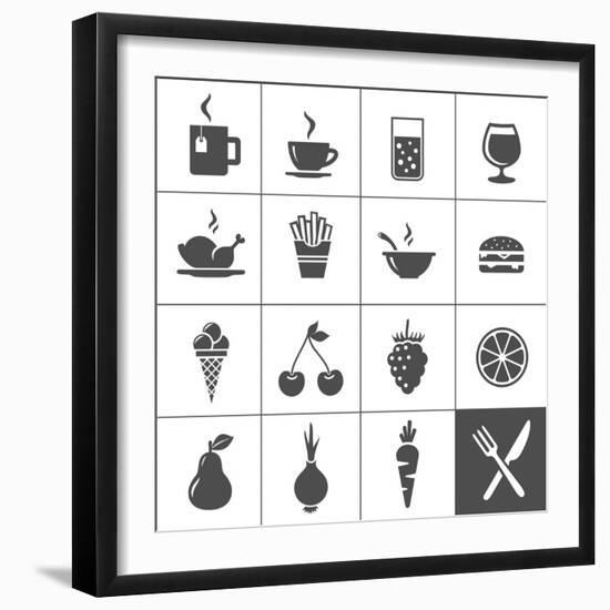 Food and Drink Icons-frbird-Framed Art Print