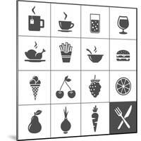 Food and Drink Icons-frbird-Mounted Art Print