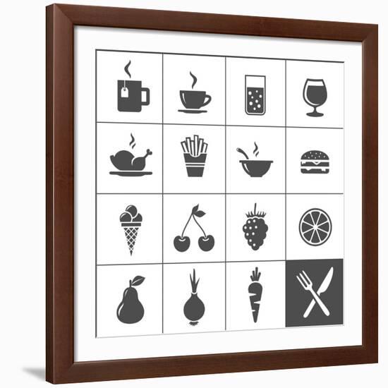 Food and Drink Icons-frbird-Framed Art Print