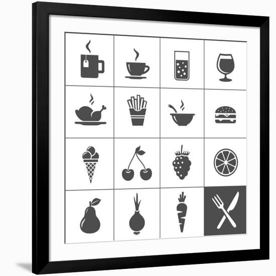 Food and Drink Icons-frbird-Framed Art Print