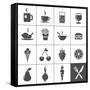 Food and Drink Icons-frbird-Framed Stretched Canvas