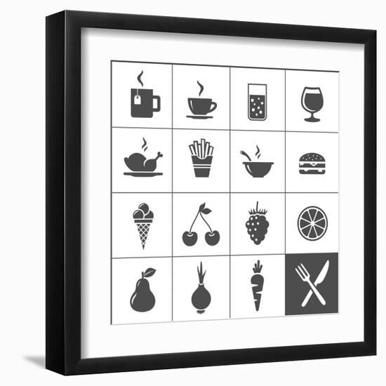 Food and Drink Icons-frbird-Framed Art Print