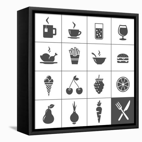 Food and Drink Icons-frbird-Framed Stretched Canvas