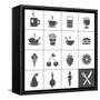 Food and Drink Icons-frbird-Framed Stretched Canvas