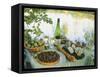 Food and Wine on a Table Beside the River Loire, France-John Miller-Framed Stretched Canvas