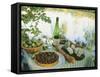 Food and Wine on a Table Beside the River Loire, France-John Miller-Framed Stretched Canvas