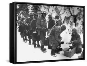 Food Being Served to American Infantrymen Curing the Battle of the Bulge-null-Framed Stretched Canvas