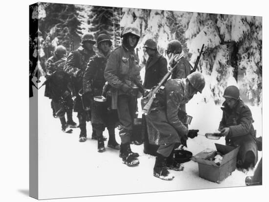 Food Being Served to American Infantrymen Curing the Battle of the Bulge-null-Stretched Canvas