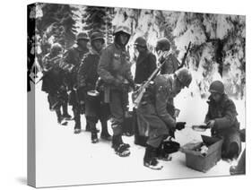 Food Being Served to American Infantrymen Curing the Battle of the Bulge-null-Stretched Canvas