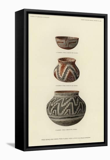 Food Bowls and Vases from Pueblo Viejo, Upper Gila Valley, Arizona-null-Framed Stretched Canvas
