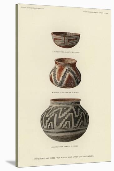 Food Bowls and Vases from Pueblo Viejo, Upper Gila Valley, Arizona-null-Stretched Canvas
