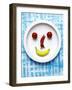 Food Collage: Face Made from Banana, Chili & Tomatoes on Plate-Dorota & Bogdan Bialy-Framed Photographic Print