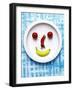 Food Collage: Face Made from Banana, Chili & Tomatoes on Plate-Dorota & Bogdan Bialy-Framed Photographic Print