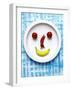 Food Collage: Face Made from Banana, Chili & Tomatoes on Plate-Dorota & Bogdan Bialy-Framed Photographic Print