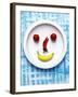 Food Collage: Face Made from Banana, Chili & Tomatoes on Plate-Dorota & Bogdan Bialy-Framed Photographic Print