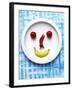 Food Collage: Face Made from Banana, Chili & Tomatoes on Plate-Dorota & Bogdan Bialy-Framed Photographic Print