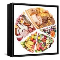 Food For A Balanced Diet In The Form Of Circle. Isolated On White-Volff-Framed Stretched Canvas