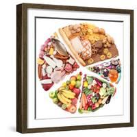 Food For A Balanced Diet In The Form Of Circle. Isolated On White-Volff-Framed Premium Giclee Print