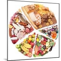 Food For A Balanced Diet In The Form Of Circle. Isolated On White-Volff-Mounted Premium Giclee Print