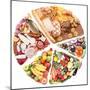 Food For A Balanced Diet In The Form Of Circle. Isolated On White-Volff-Mounted Premium Giclee Print