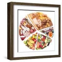 Food For A Balanced Diet In The Form Of Circle. Isolated On White-Volff-Framed Art Print