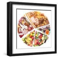 Food For A Balanced Diet In The Form Of Circle. Isolated On White-Volff-Framed Art Print