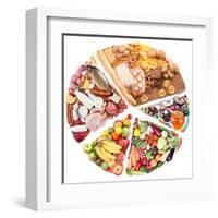 Food For A Balanced Diet In The Form Of Circle. Isolated On White-Volff-Framed Art Print