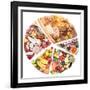 Food For A Balanced Diet In The Form Of Circle. Isolated On White-Volff-Framed Art Print