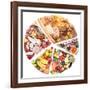 Food For A Balanced Diet In The Form Of Circle. Isolated On White-Volff-Framed Art Print