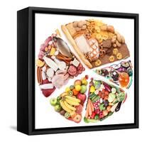 Food For A Balanced Diet In The Form Of Circle. Isolated On White-Volff-Framed Stretched Canvas