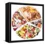 Food For A Balanced Diet In The Form Of Circle. Isolated On White-Volff-Framed Stretched Canvas