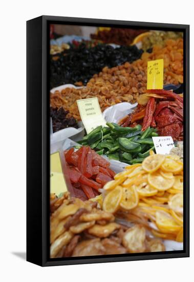 Food on a Stall in Shuk Hacarmel Market, Tel Aviv, Israel, Middle East-Yadid Levy-Framed Stretched Canvas