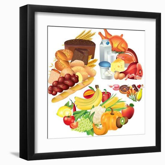 Food Pie Chart Illustration-andegro4ka-Framed Art Print