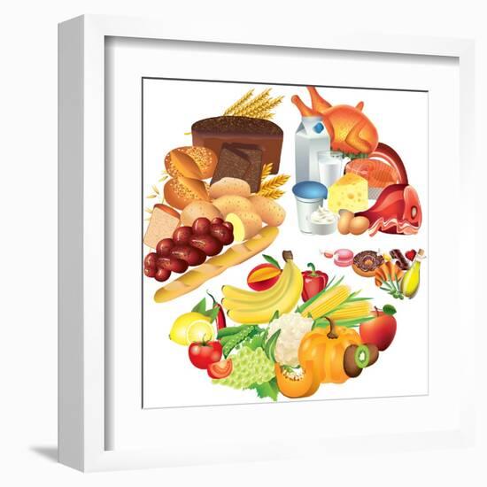 Food Pie Chart Illustration-andegro4ka-Framed Art Print