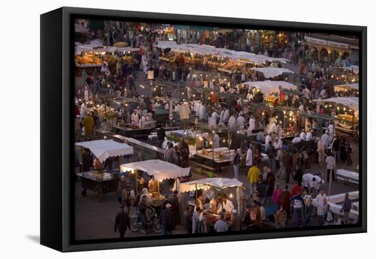 Food Stalls in the Evening, Djemaa El Fna, Marrakesh, Morocco, North Africa, Africa-Gavin Hellier-Framed Stretched Canvas