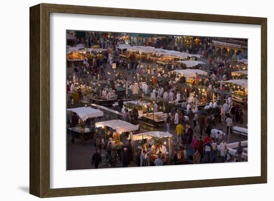 Food Stalls in the Evening, Djemaa El Fna, Marrakesh, Morocco, North Africa, Africa-Gavin Hellier-Framed Photographic Print